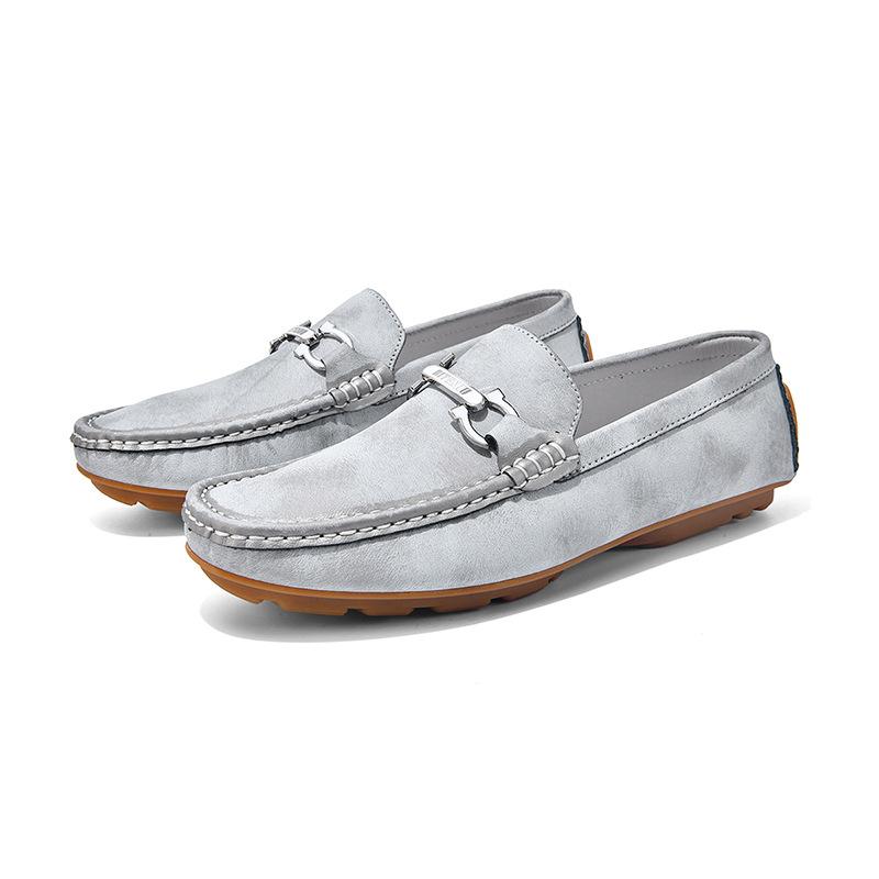 

Men s shoes summer 2025 new British casual beanie leather shoes men s business one-pedal driving loafers 48