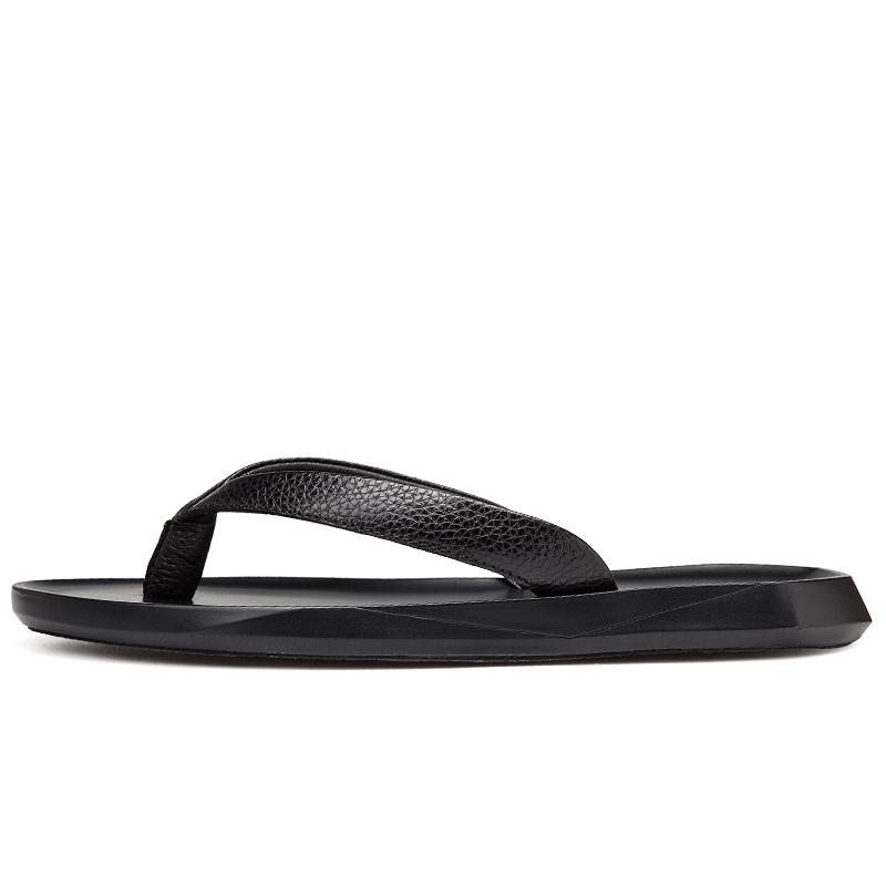 Sommer Echtes Leder männer Flip-Flops Outdoor Strand Sandalen Schwarz Männer Hausschuhe Für Hause Mokassins Mann Schuhe