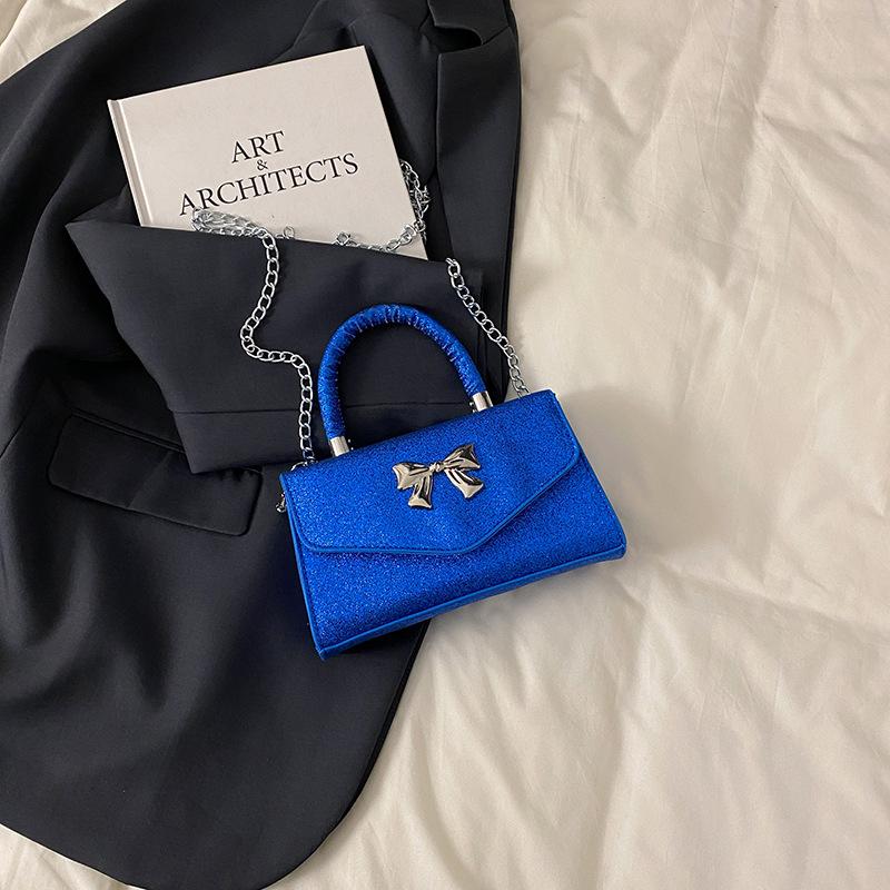 2025 texture foreign style new popular bow fashion casual simple chain single shoulder crossbody small square bag women