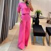 Summer Chic Solid Color Short-Sleeve Suit & Pants Set