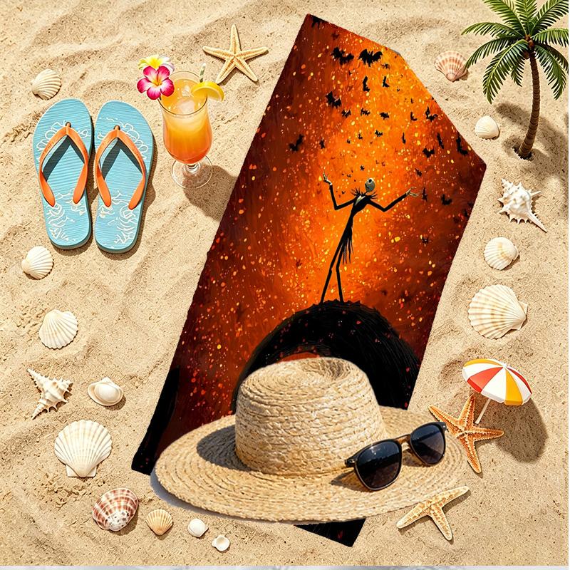 The Nightmare Before Christmas Print Beach Towel, Versatile Lightweight Absorbent Beach Towel for Pool Surf Yoga Bathroom, Perfect Birthday Holiday Gi