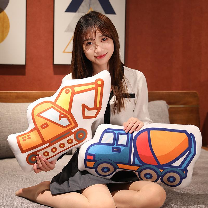 53Cm Plush Transportation Plush Pillow Stuffed Soft Excavator Cement Truck Ambulance Fire Fighting Truck Decor For Sofa Chair