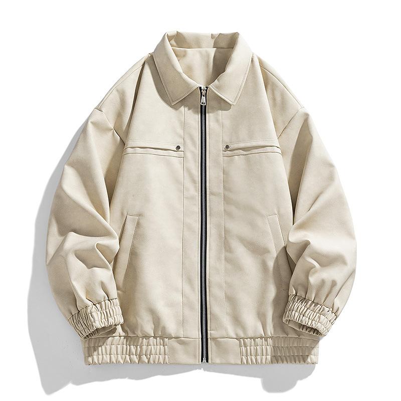 Мужская весенне-осенняя коричневая кожаная куртка с лацканами, мужская парная американская ретро-кожаная куртка M