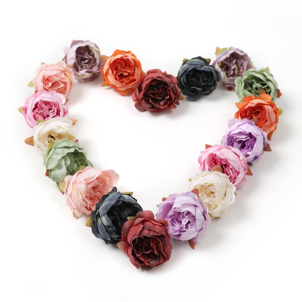5/10Pcs Peony Artificial Flowers 4.5cm Silk Fake Flower for Home Room Decor Garden Wedding Decoration Bride DIY Wreath Accessory