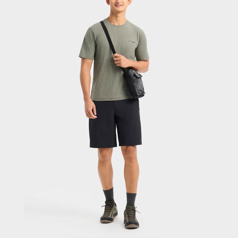 Columbia Outdoor Solid Moisture-Wicking Sports Short Sleeve T-Shirt Unisex Tops Green AE5545-397