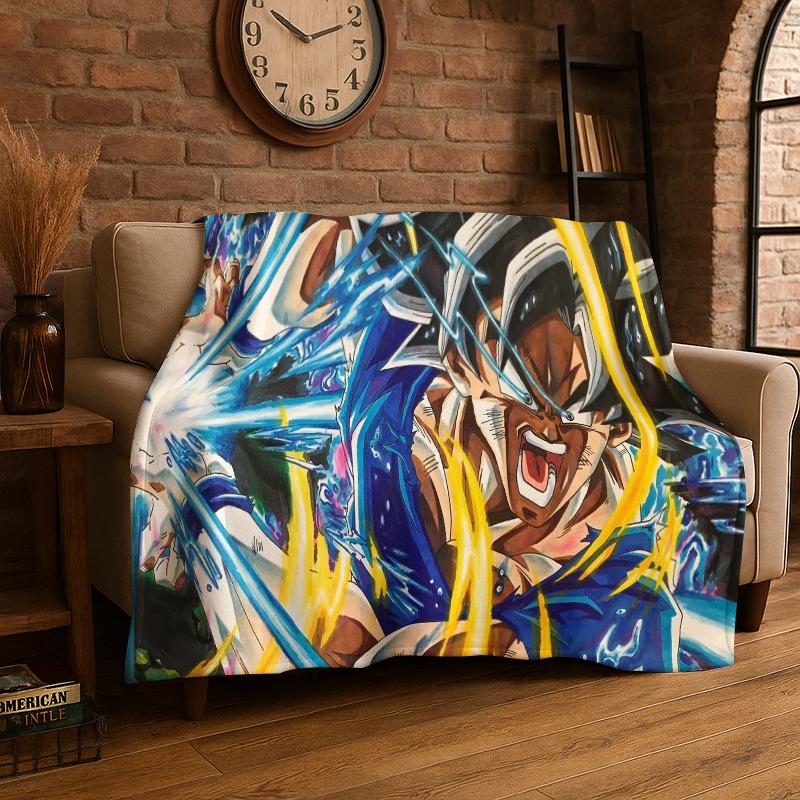 Cartoon D-Dragon Ball Anime Game Flannel Blanket Soft Warm Throw Blanket for Bedroom Living Room Bed Travel Camping Picnic Kid