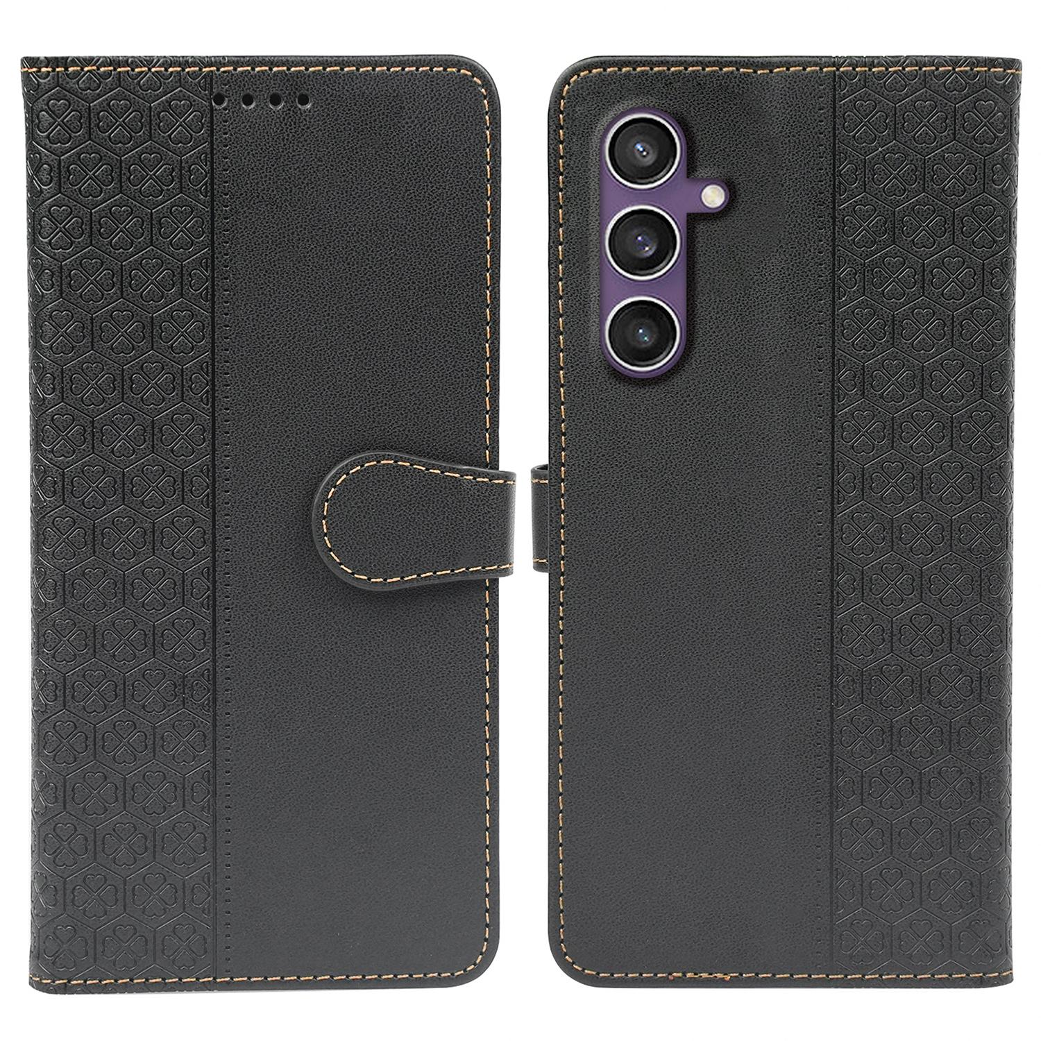 

Чехол для Samsung Galaxy S23 FE Магнитная застежка Кожаный чехол для телефона Четырехлистный клевер Black