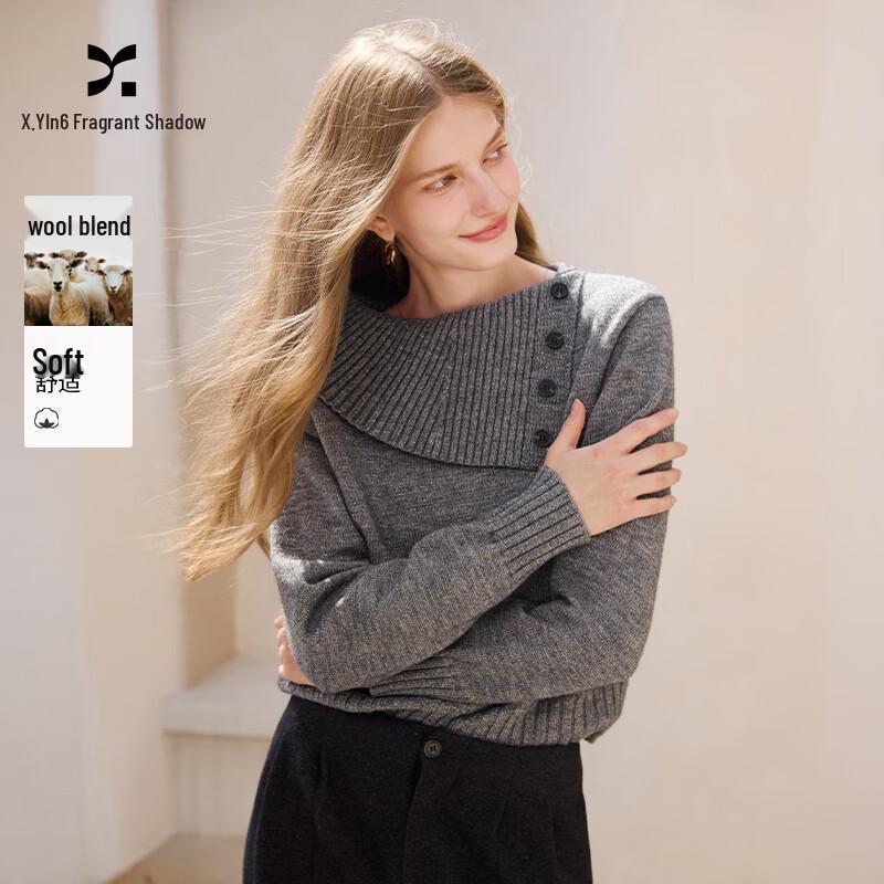 Xiangying Women s Asymmetric Lapel Pullover Sweater M