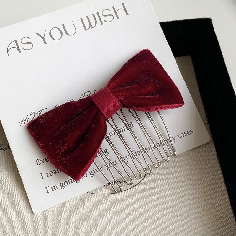 Korean Velvet Bow Hair Comb - Sweet & Simple Hair Accessory