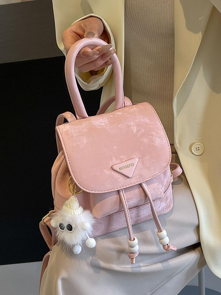 Korean popular backpack, women s 2026 new trendy fashion college style backpack, portable bucket bag, travel bag