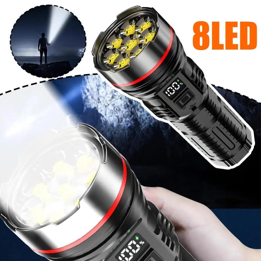 Strong Light LED Flashlight Built-in Battery USB Rechargeable Portable LED Light Waterproof ABS Camping Torch Outdoor Lantern