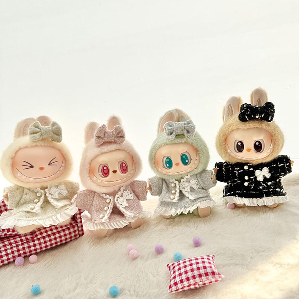 For Labubu 15/17cm Doll Stylish Overalls Clothes Set Pendant Cute Clothes with Fragrant Style For V1/V2 Labubu