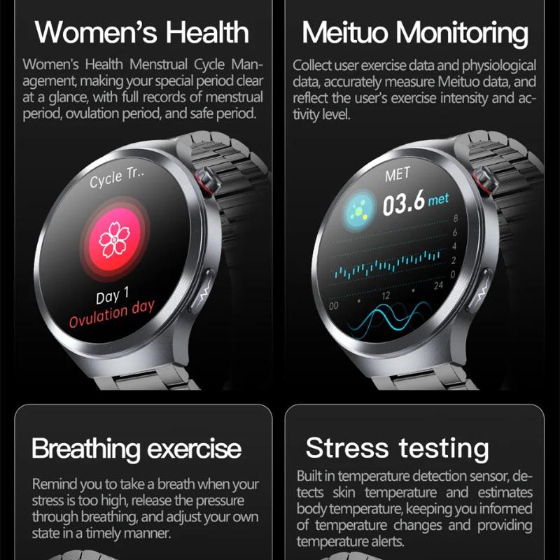 2025 Yeni Ürik Asit Kan Basıncı Kan Oksijeni Vücut Analizi Akıllı Saat EKG+PPG Saat Bluetooth Çağrı Akıllı Saat Erkekler Yorgunluk İzleme
