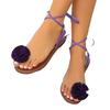 Fashion 2025 Summer Slip-On Women's Sandals Fashion Flower New Best Seller Lace-up Rome  Pinch Toe Plus Size Daily Flat Sandals Zapatos