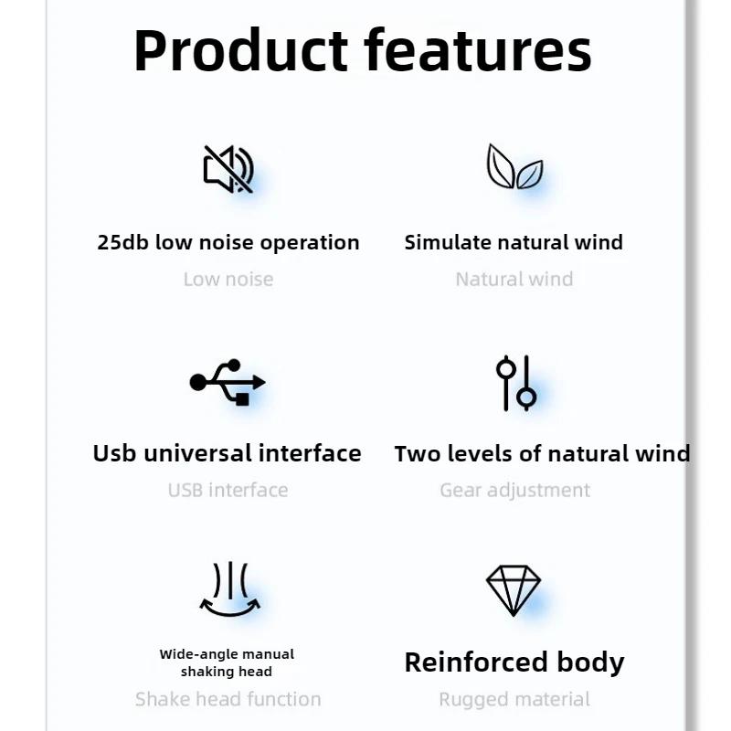 Desk Fan USB Small Fan Plug-in Silent Office Student Dormitory Table Brushless Fan High Wind 5 Inch Mesh Cover Removable