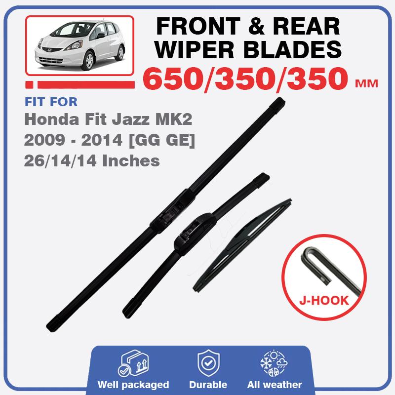 For Honda Fit Jazz 2 MK2 2009 - 2014 GG GE Front Rear Wiper Blades RS Windshield Windscreen Window Washer Refills 26 +14 +14 RHD