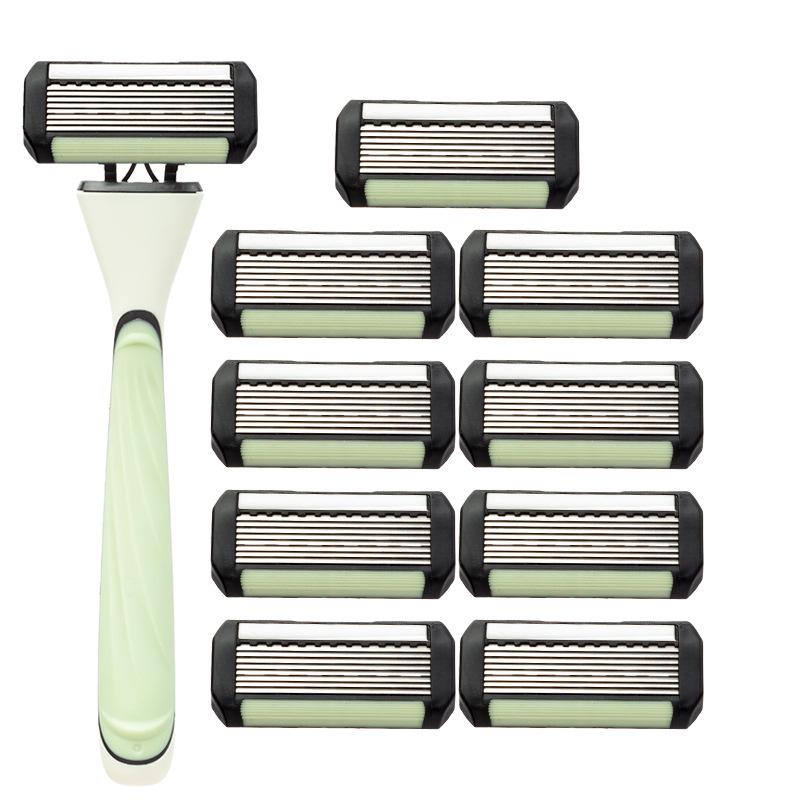 Eight-Layer Blade Men's Manual Razor with Replaceable Head