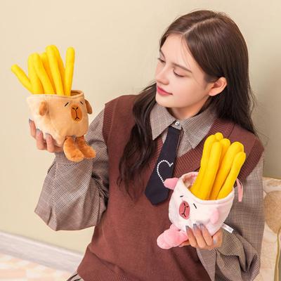 Capybara French Fries Plush Toy Adorable Food-Animal Stuffed Animal Soft Hugging Pillow for Kids Adults