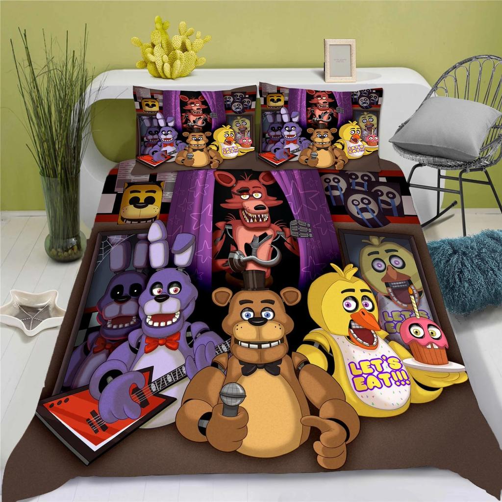 Teen Game F-Five N-Nights At F-Freddys duvet cover and pillowcase, double/queen soft and comfortable bedding set, gift