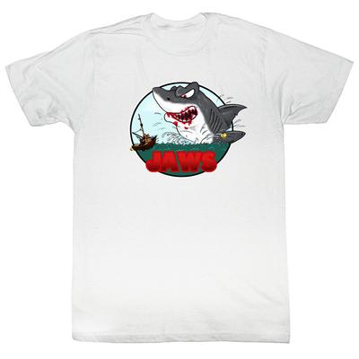 Jaws Dibujos Animados Tiburón Hambriento Camiseta Blanca Unisex