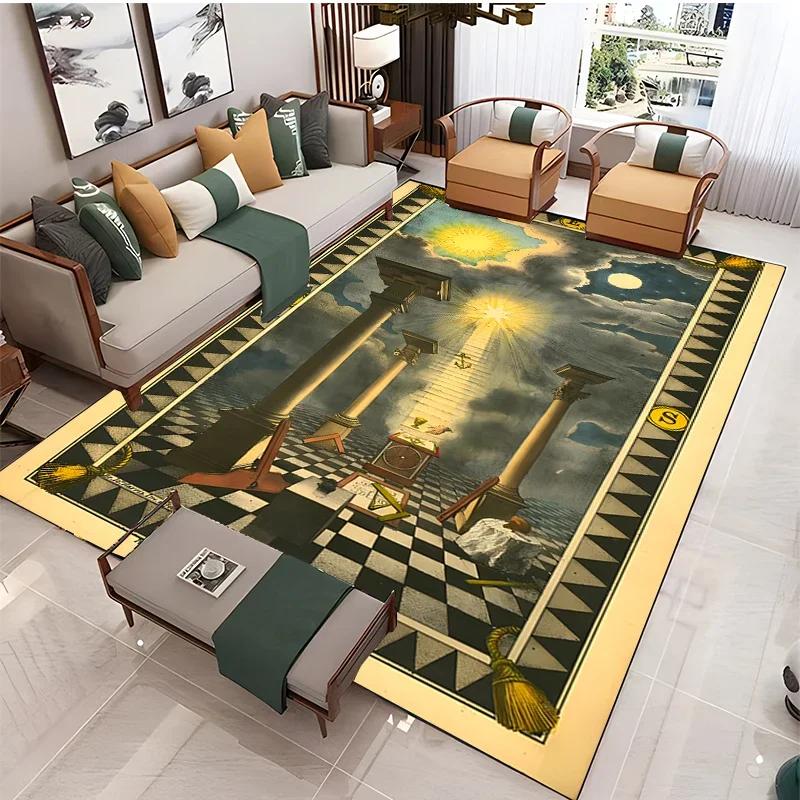 Masonic Illuminati Carpet Living Room Bedroom Sofa Coffee Yoga Rugs Kitchen Door Un-Slip Mats Alfombra Birthday Gift Poster Mat
