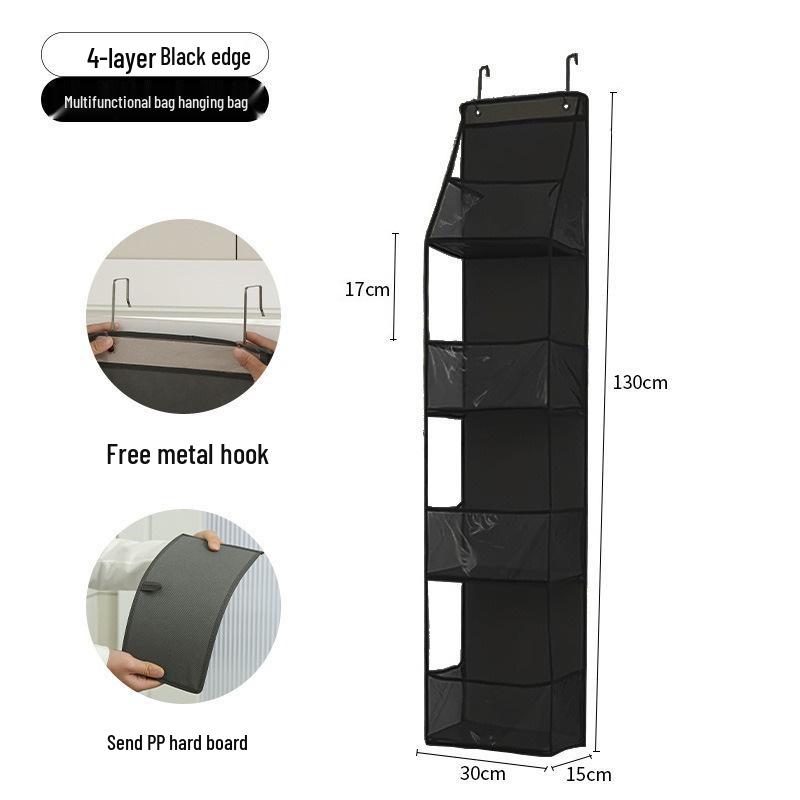 Wall-Mounted Mesh Storage Bag: Layered Hanging Organizer with Transparent Design