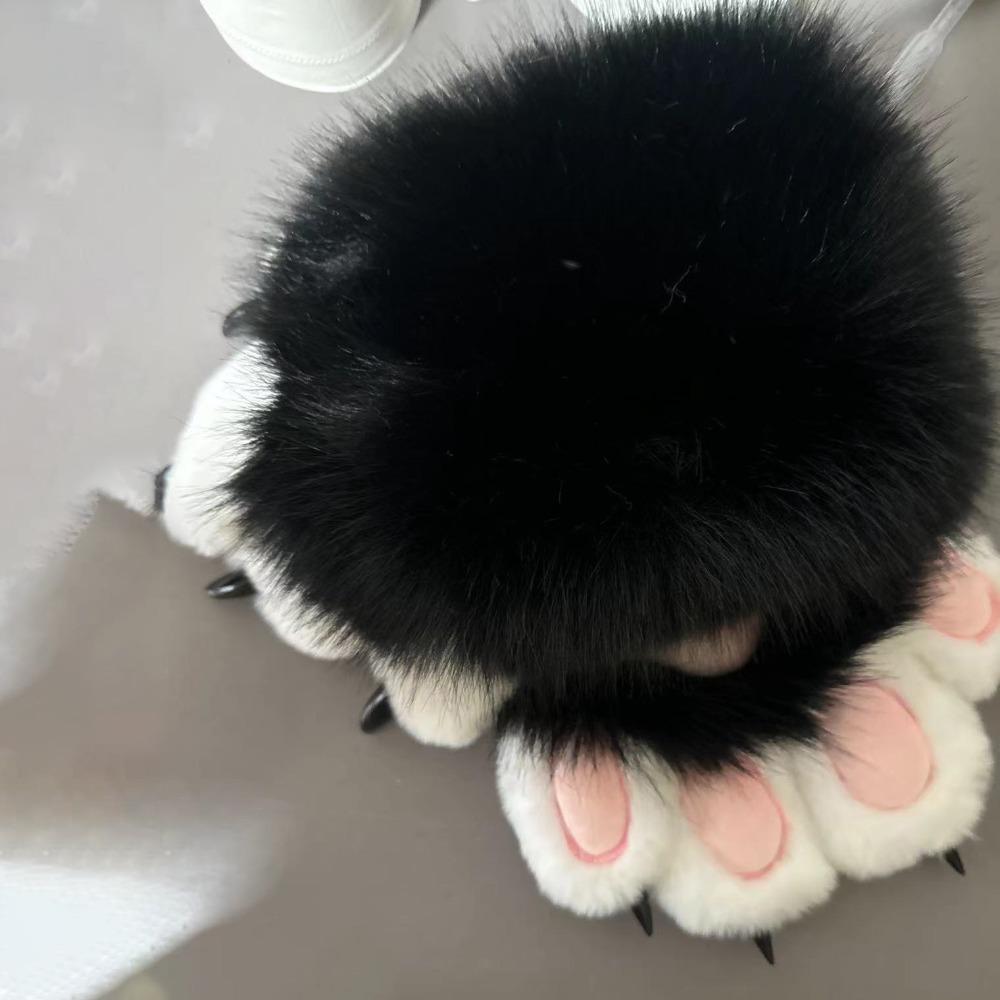 Kawaii Cartoon Cosplay Costume Gloves Warm Plush Furry Fursuit Gloves Squeaky Plush Cat Paw Gloves Anime Conventions