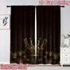 2D Flachdruck 2 Stück Vorhänge Goldene Krone Anordnung Digital Bedruckte Polyester Vorhänge Party Dekorationen Perfekt für