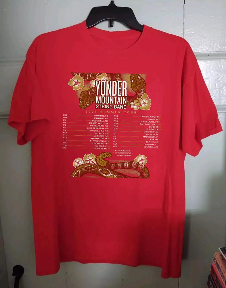 Yonder Mountain String Band Summer Tour Red Cotton T Shirt Size S-5XL Unisex T-Shirt XXXXL