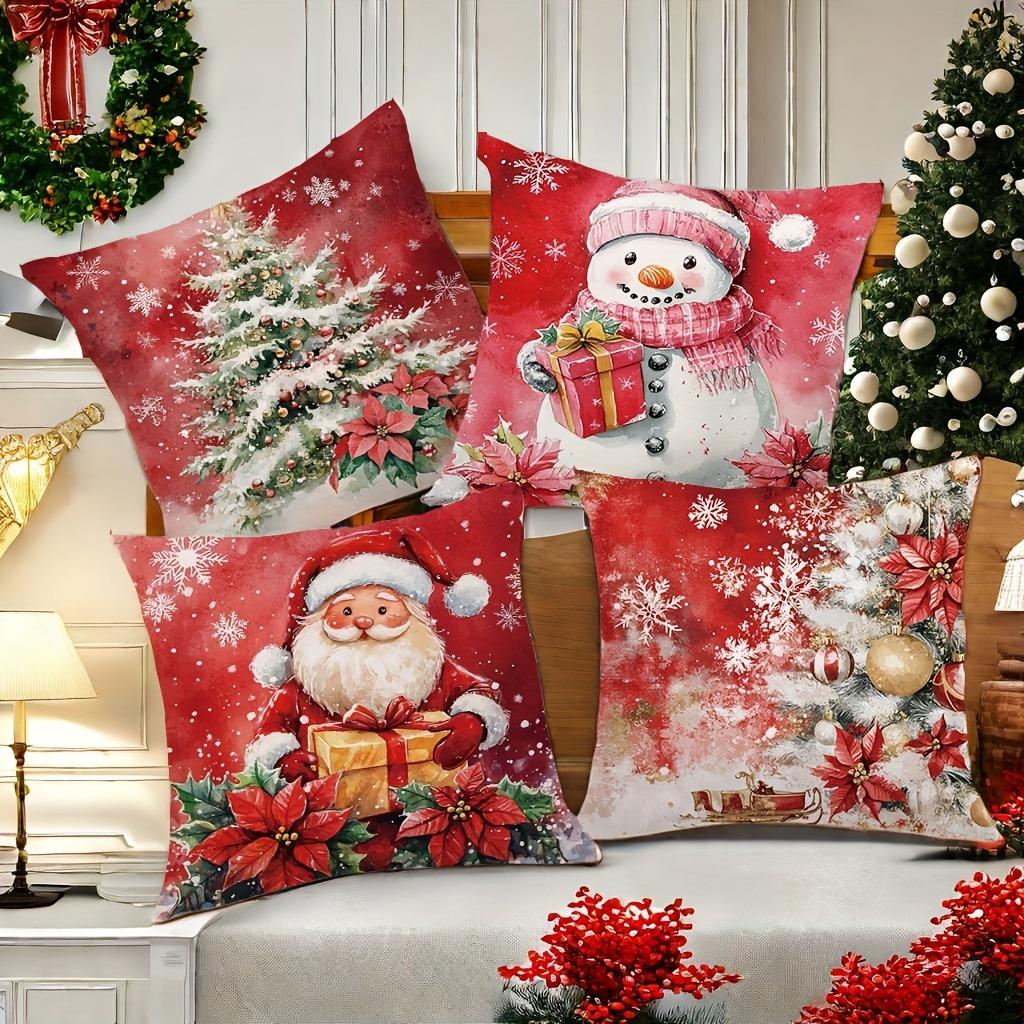 Christmas decoration pillowcase red Santa Claus Snowman pillow cover Sofa cushion cover home decoration New Year gift