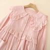 New Spring and Summer Women's Long Dress 100% Cotton Sleeping Dress Long Sleeve Loose Cute Baby Neck Home Dress Sleepwear