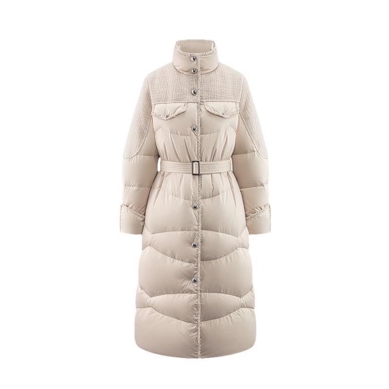 Aolaiyi Women's Long Goose Down Coat with Belt