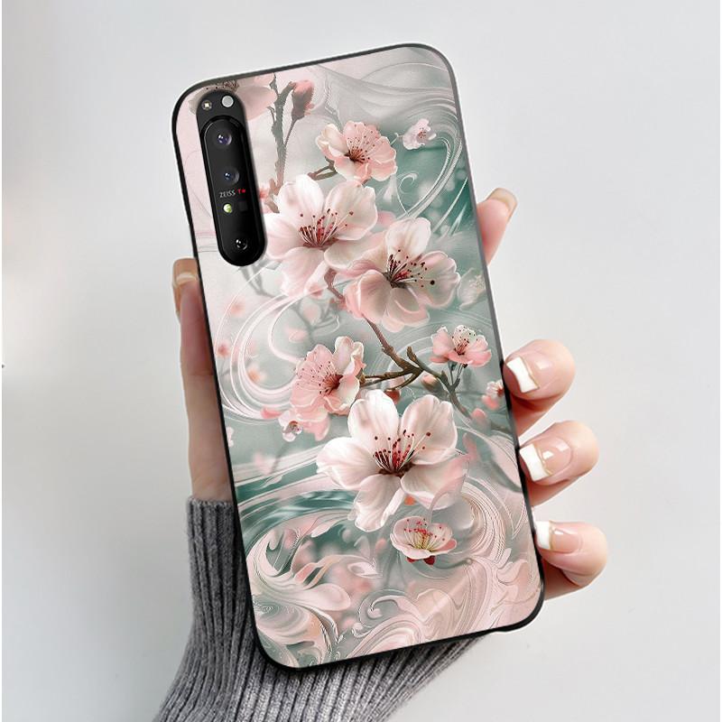 Für Sony Xperia 1 III 1 II Hülle Xperia 1III 1II Niedliche Katze Cartoon Weiches TPU Silikon Schwarze Abdeckung Ultradünne Stoßfeste Schale Fundas