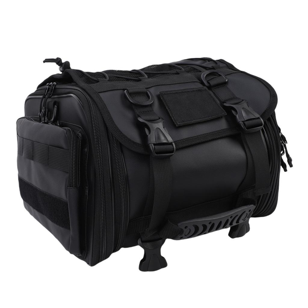 Motorcycle Tail Luggage Bag 20L-30L Expandable Multi Pockets Motorbike Trunk Storage Bag with Rain Cover and 4 Mounting Straps