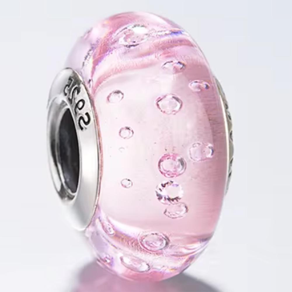 Brand New Authentic Original Copper Metal Flower and Leaf Cosmic Rainbow Charm Bead Component Murano Glass Bead Components Designed For Bracelet High