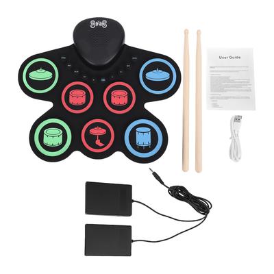 Elektronisches Schlagzeug mit Dual-Lautsprecher RollUp Drum Pad 7 Pads Silikon Übungspad Schlagzeug