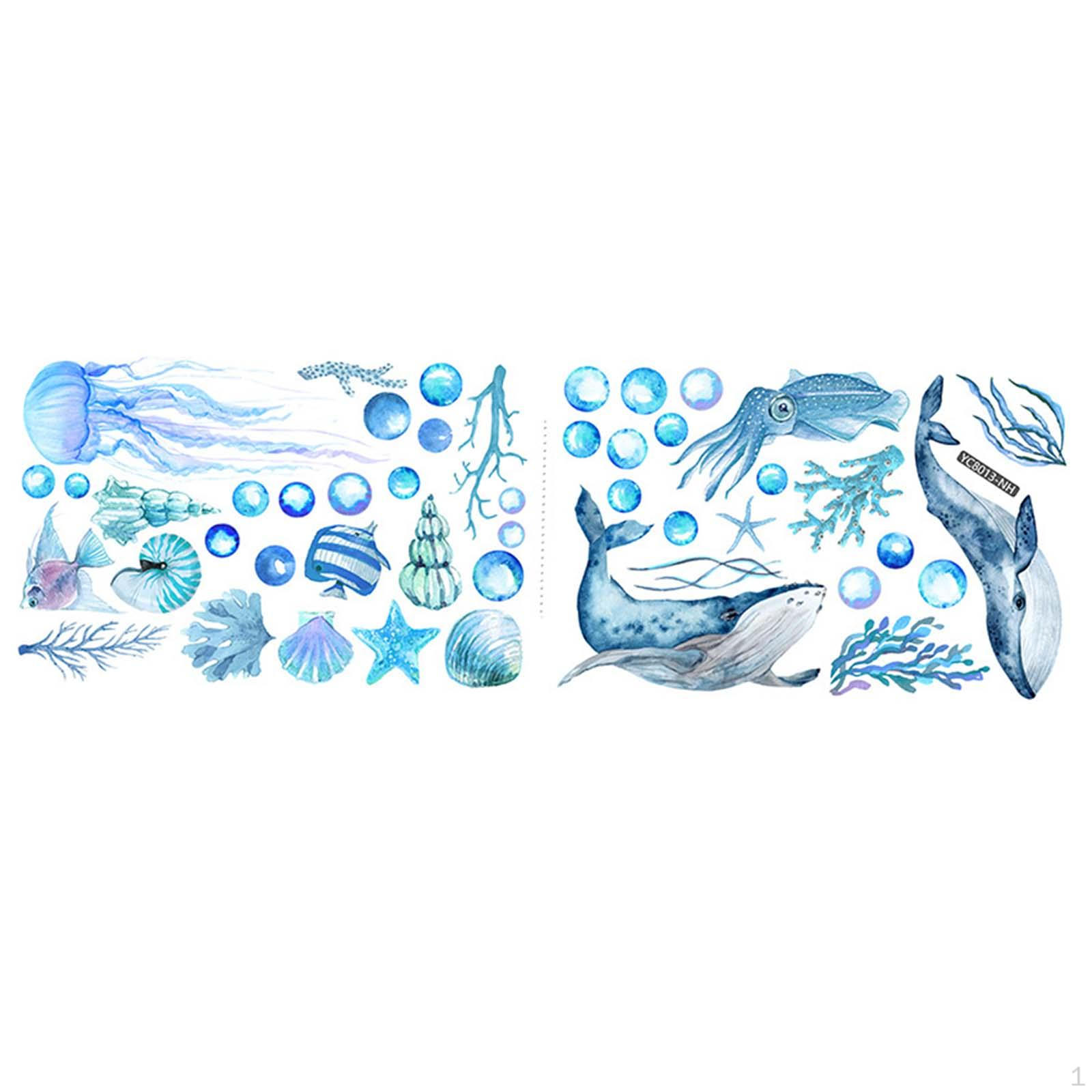 

2 Pieces Luminous Ocean Animals Wall Decals Peel and World Themed Removable Art Decor for