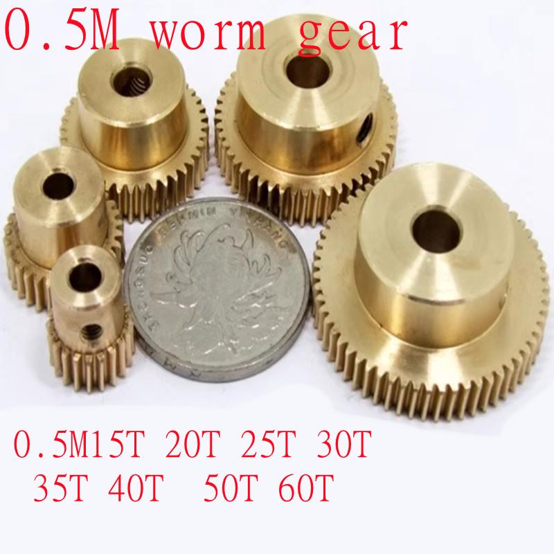1PC 0.5 Modulus 20T 25T 30T 35T 40T 50T 60T Brass Worm Gear Reduction Ratio with Screw