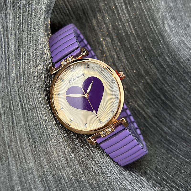 Love Color Elastic Band Elastic Band Quartz Watch Lazy Watch Women s Diamond-encrusted Three-dimensional Watch