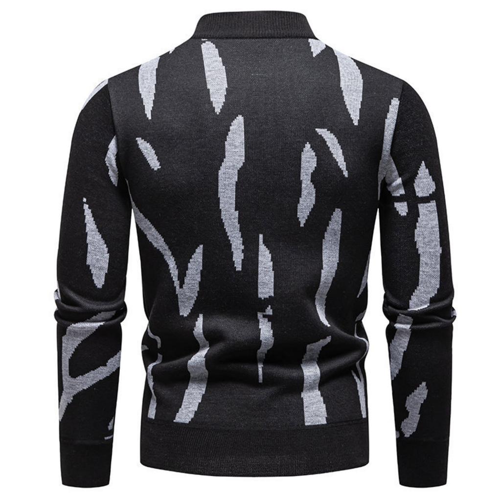 Men's Casual Semi-high Neck Pullover Sweater, Men's Fleece And Thickened Warm Casual Pullover Sweater