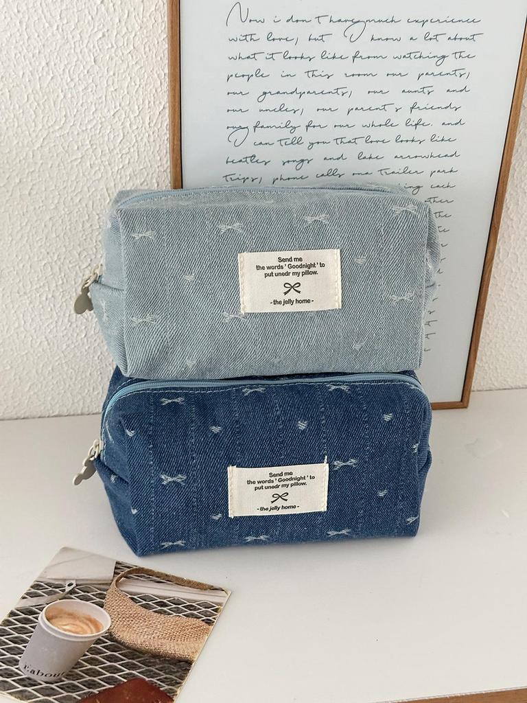 Korean Style Denim Octagonal Bag for Earphones, Lipstick, and Skincare Essentials