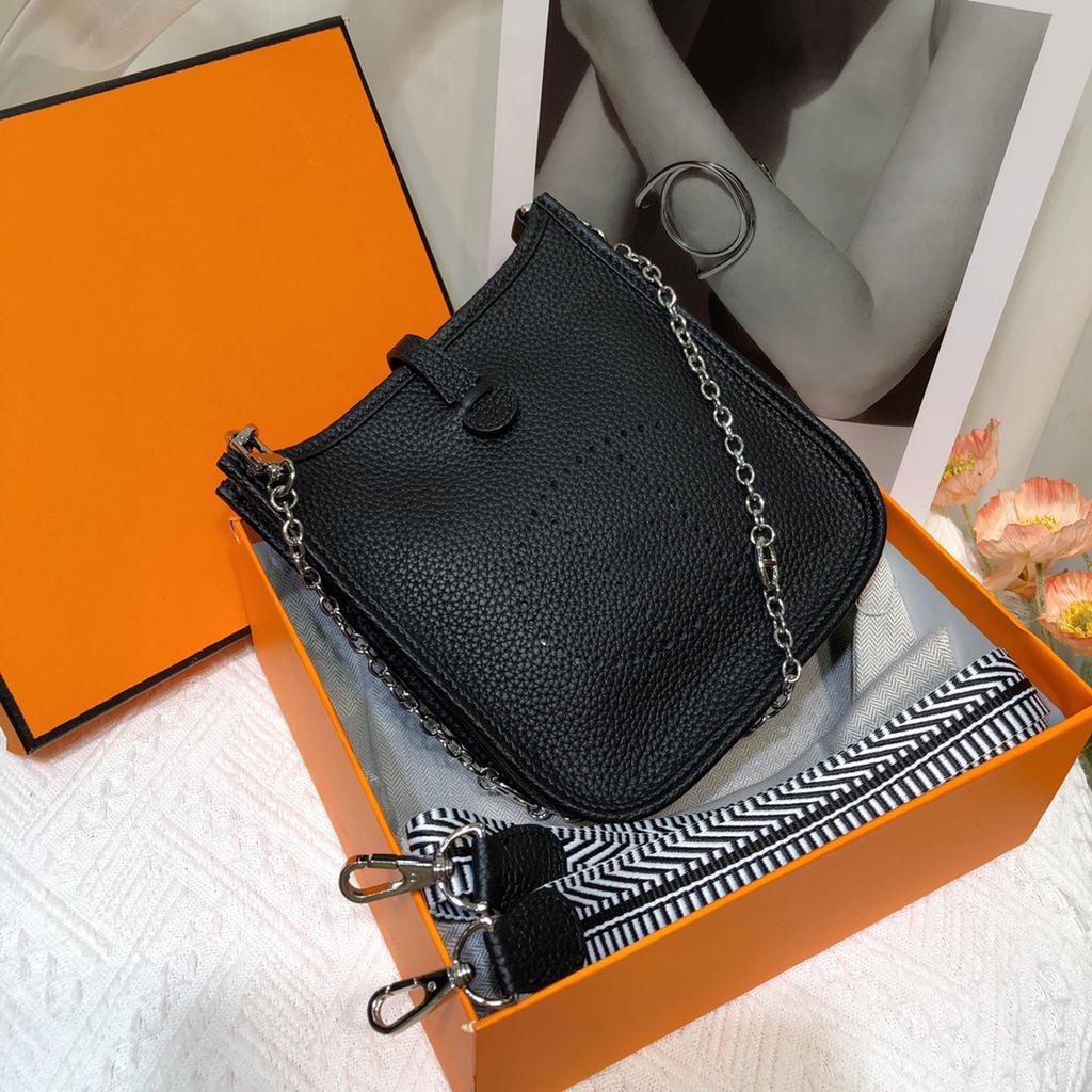 First Layer Cowhide Evelyn Bag Genuine Leather Women's Bag Lychee Patterned Bucket Bag Mini Casual Shoulder Crossbody Bag