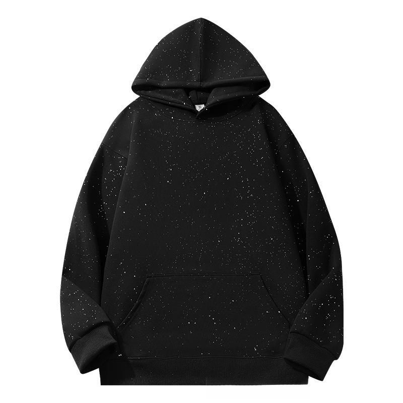 Осенняя ретро унисекс толстовка с капюшошоном тяжелого веса Свитшот с круглым вырезом Дыхание младенца Hua Cotton XL чёрный 2580₽