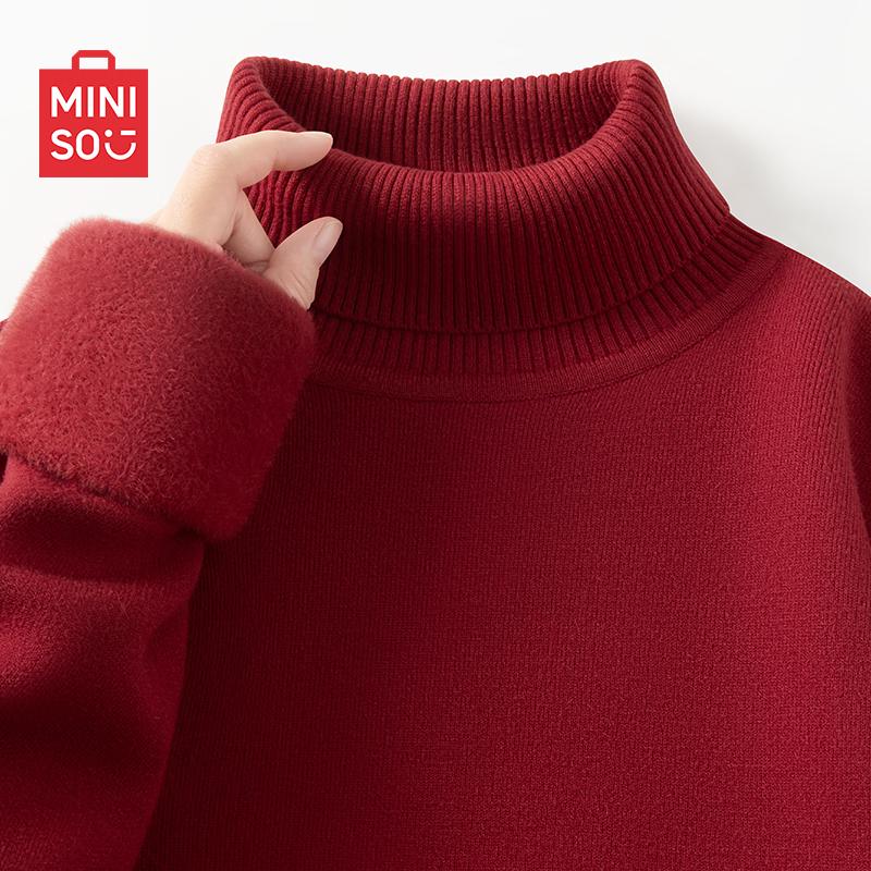 

MINISO Men s Fleece Lined Relaxed Fit Turtleneck Sweater 2XL