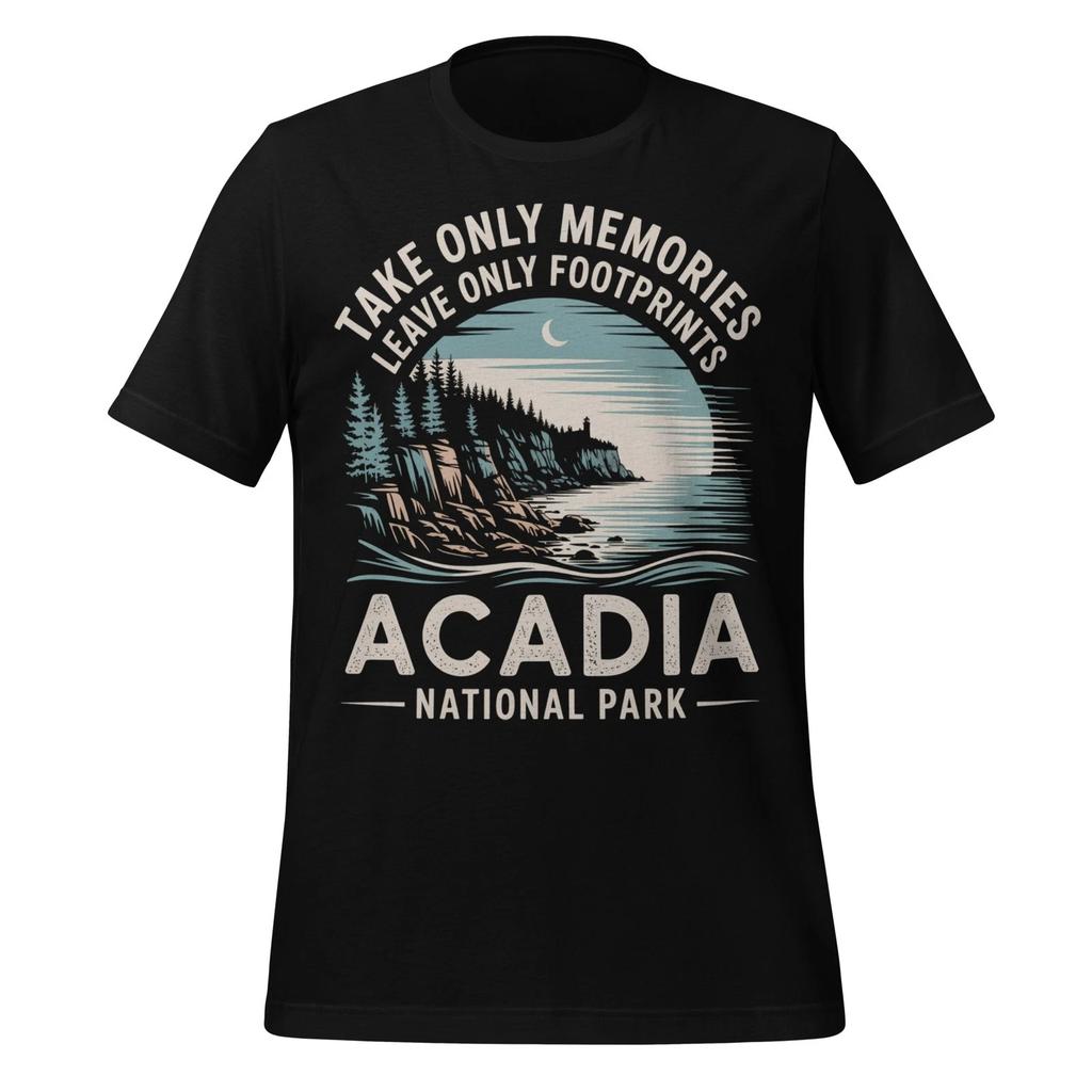 Acadia National Park Shirt Leave Footprints Ocean Nature Gift Unisex Coastal Tee
