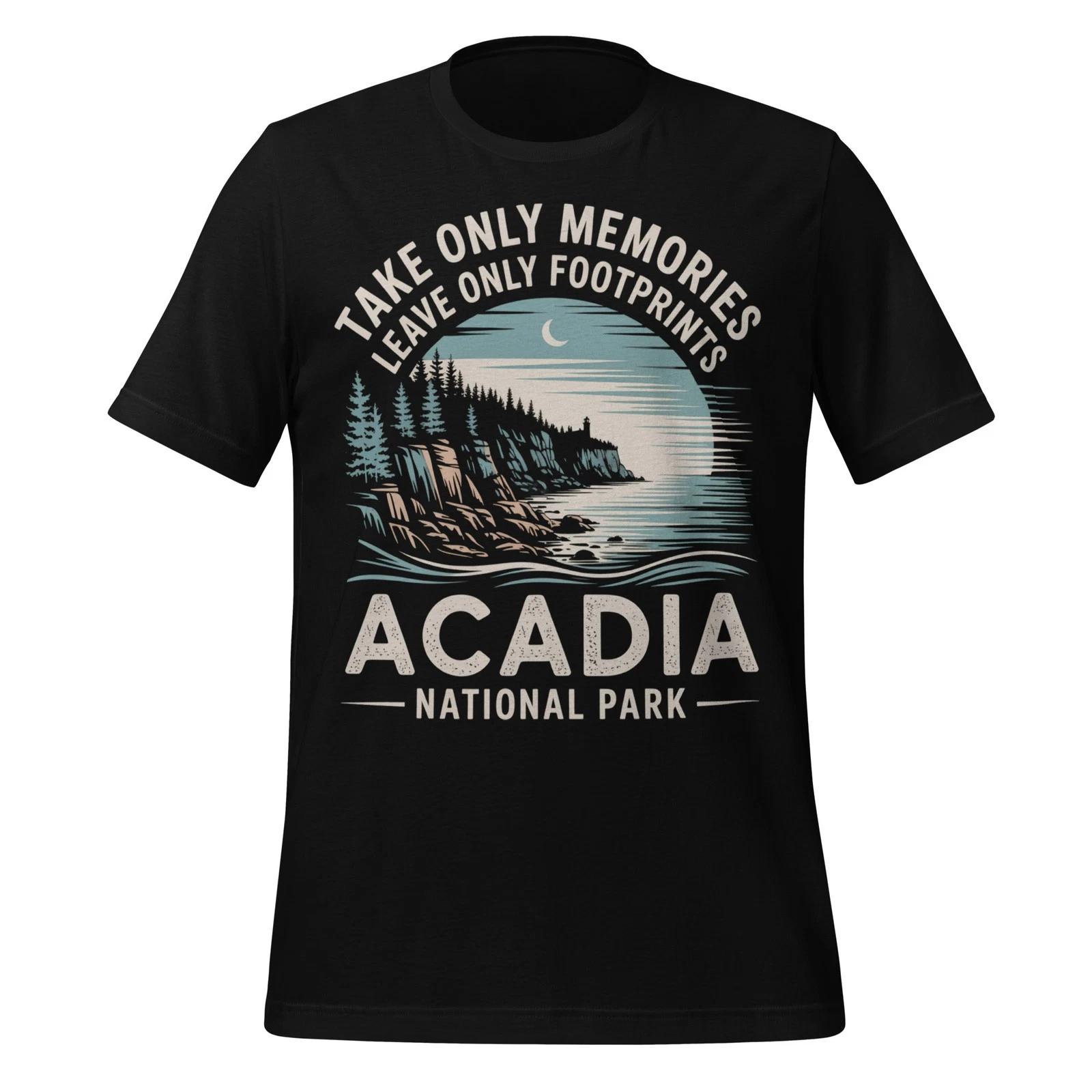 

Acadia National Park Shirt Leave Footprints Ocean Nature Gift Unisex Coastal Tee 4XL