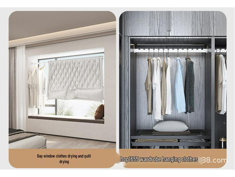 Wall-Mounted Aluminum Clothes Drying Rod with Ceiling Flange Base