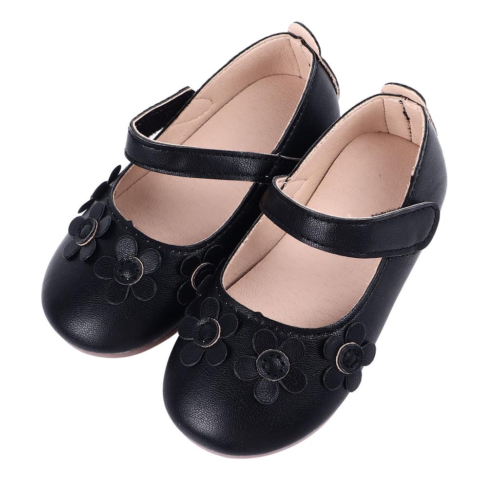 Kids PU Leather Shoes Fashionable Flower Soft Soled Comfortable Flat Dress Shoes for Party Stage