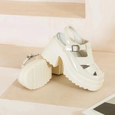 Sandales d'été à boucle pour femmes, plateforme compensée, de haute qualité, 10 cm, synthétiques vernies, en cuir véritable, vente chaude pour dames, chaussures confortables pour femmes