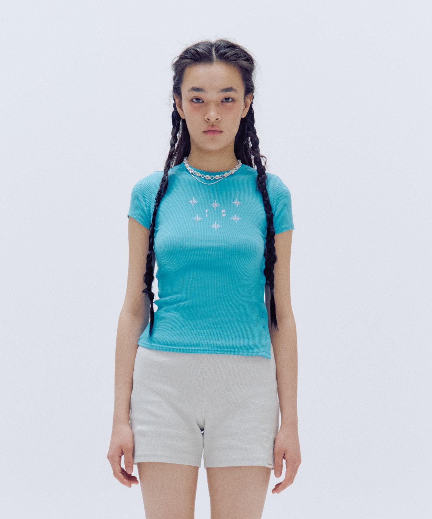 Trip Shop Logo Side Button Short Sleeve T-Shirt Blue/01